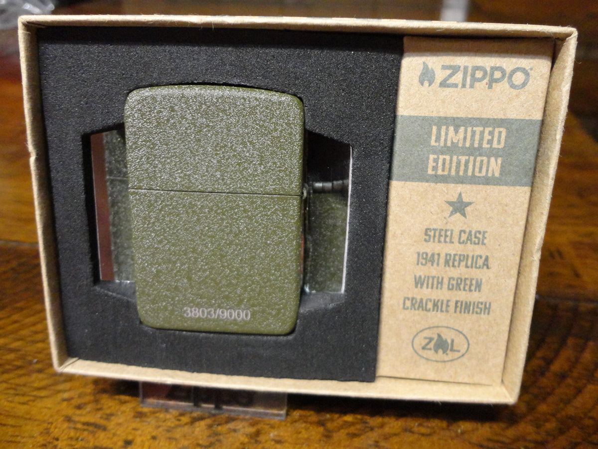 80th Anniversary VE VJ Day Victory Steel Green Crackle Zippo Lighter