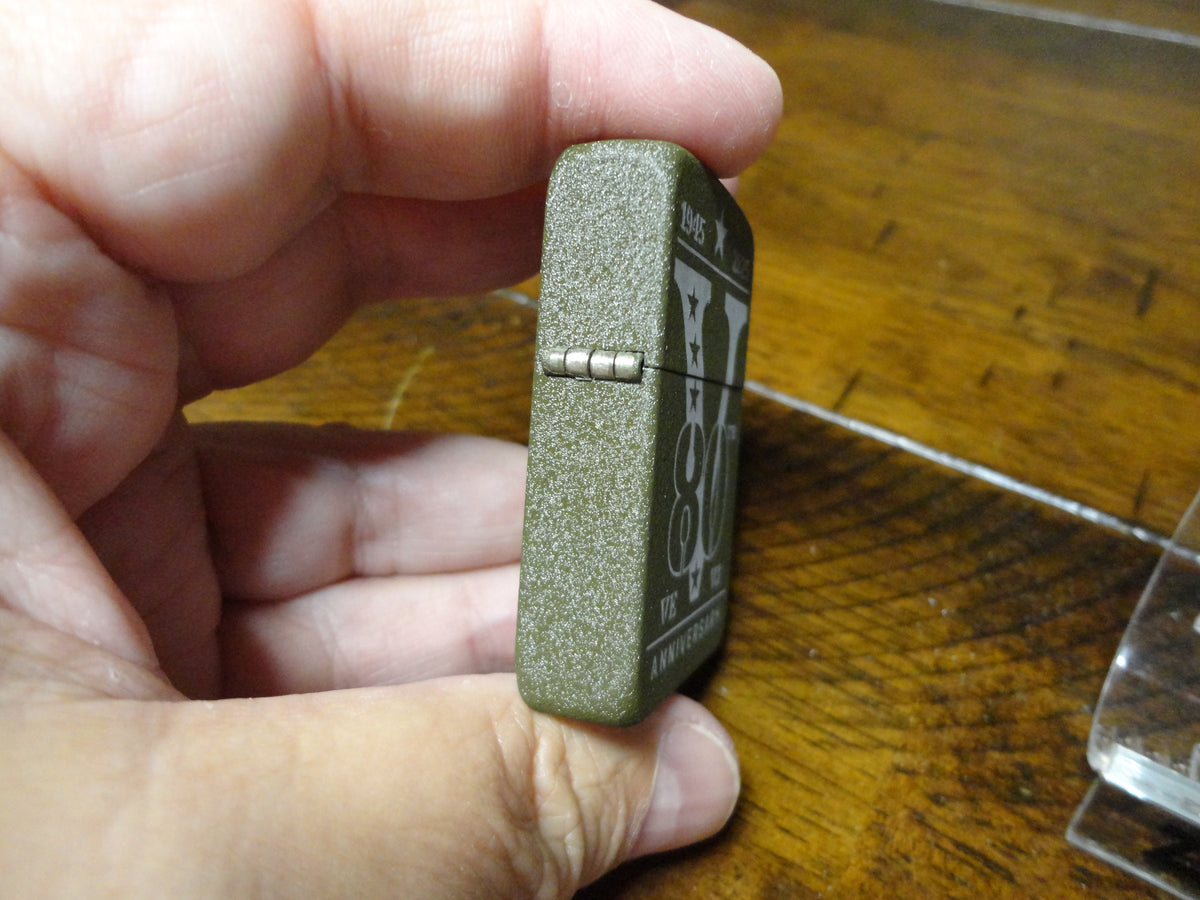 80th Anniversary VE VJ Day Victory Steel Green Crackle Zippo Lighter
